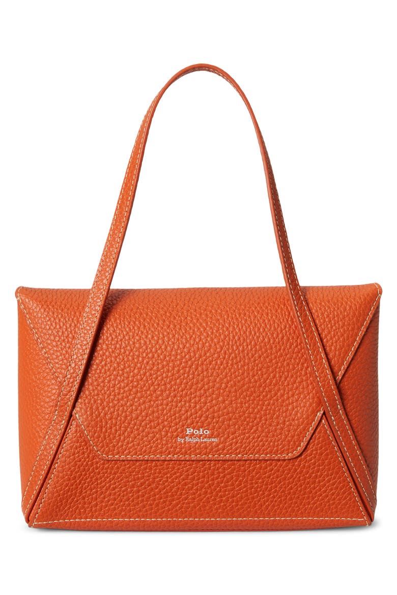 Polo Play Pebble Leather Envelope Shoulder Bag, Alternate, color, SUNSET ORANGE