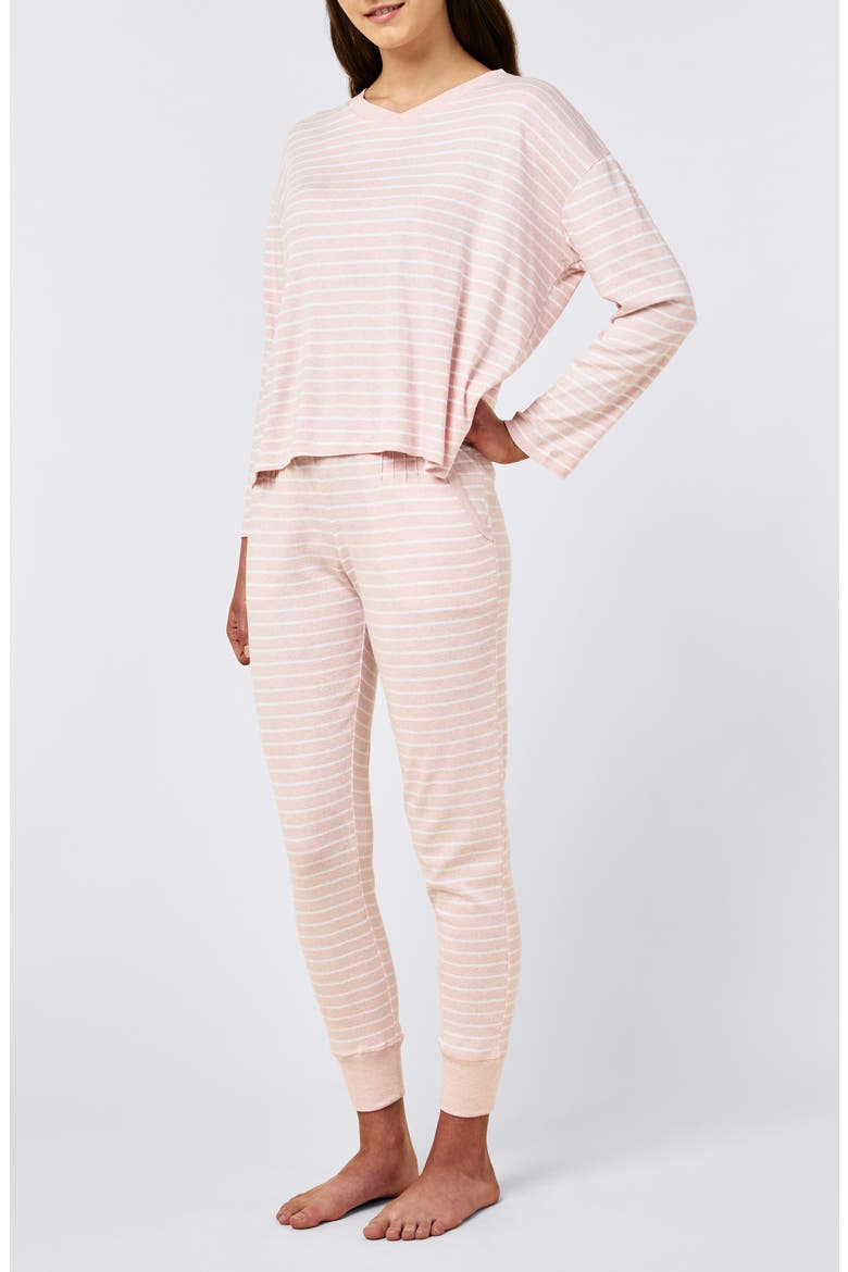 Pia Long Pajamas, Alternate, color, PAPINELLE PINK/ CREAM
