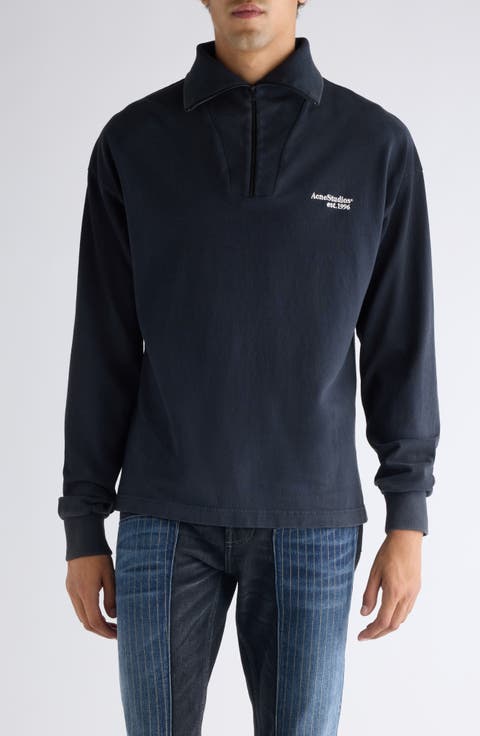 Fout Embroidered Logo Organic Cotton Quarter Zip Pullover