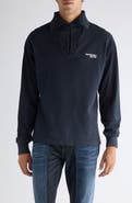 Acne Studios Fout Embroidered Logo Organic Cotton Quarter Zip Pullover