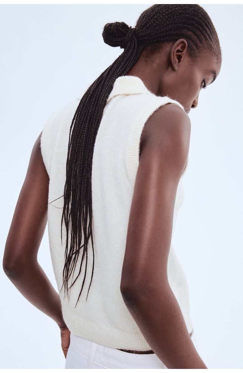 H&M Collared Sweater Vest, Alternate, color, Cream