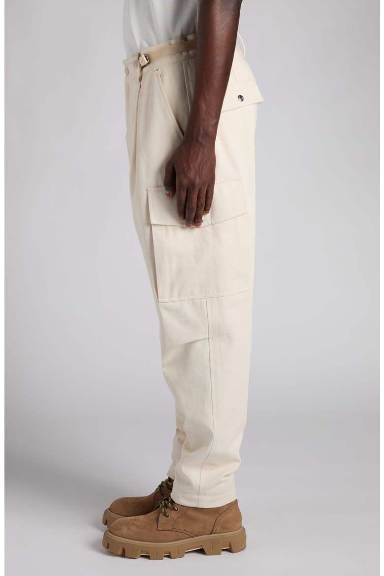 Pleated Cotton Stretch Twill Cargo Trousers, Alternate, color, BABY POWDER