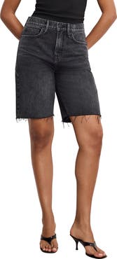 Good American Good Standard Raw Hem Bermuda Shorts