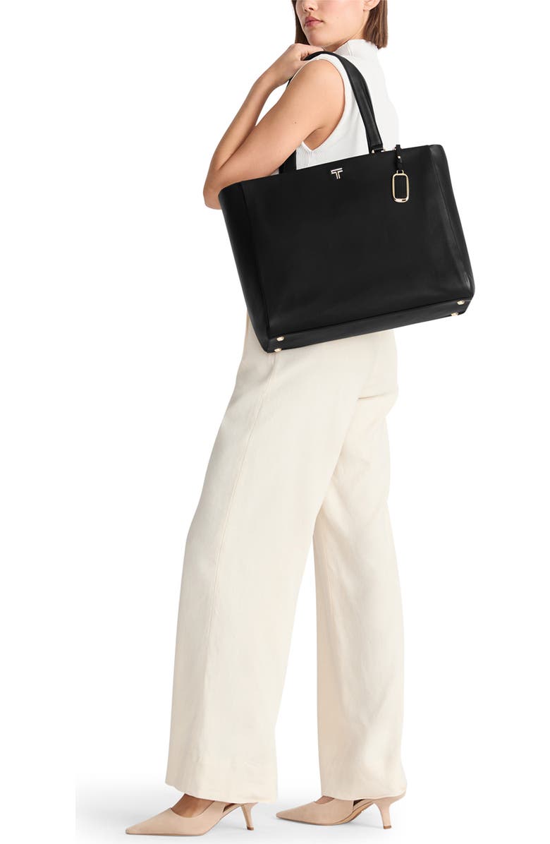 TUMI Large Vail Leather Tote, Alternate, color, Black/ Light Gold