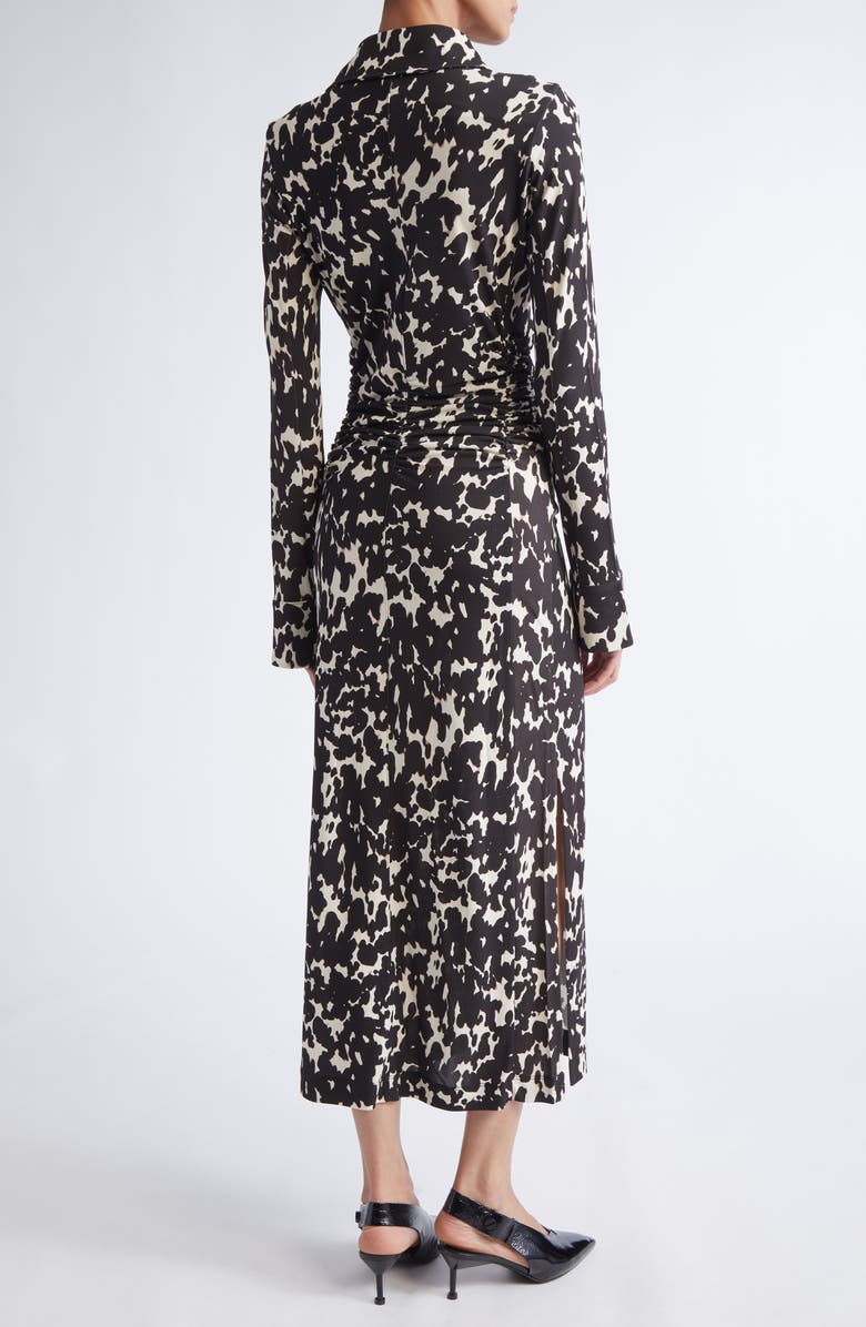 Altuzarra Claudia Print Ruched Long Sleeve Jersey Shirtdress, Alternate, color, Tapioca Tortoise
