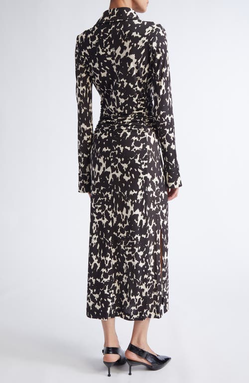 Altuzarra Claudia Print Ruched Long Sleeve Jersey Shirtdress In Multi