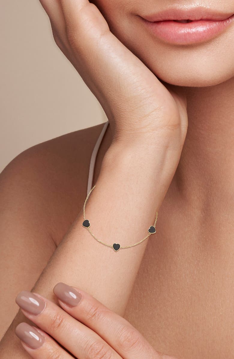 Ember Fine Jewelry Heart Station Bracelet, Alternate, color, Gold