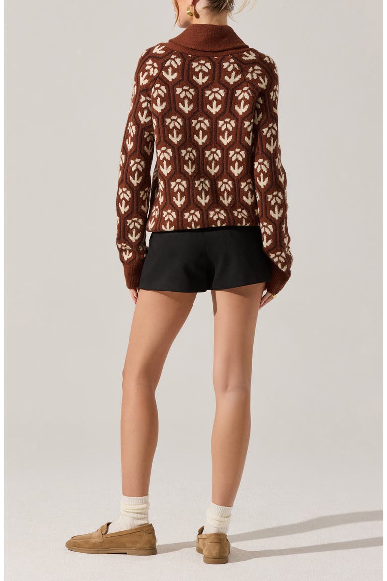 Marcenia Shawl Collar Cardigan, Alternate, color, BROWN FLORAL