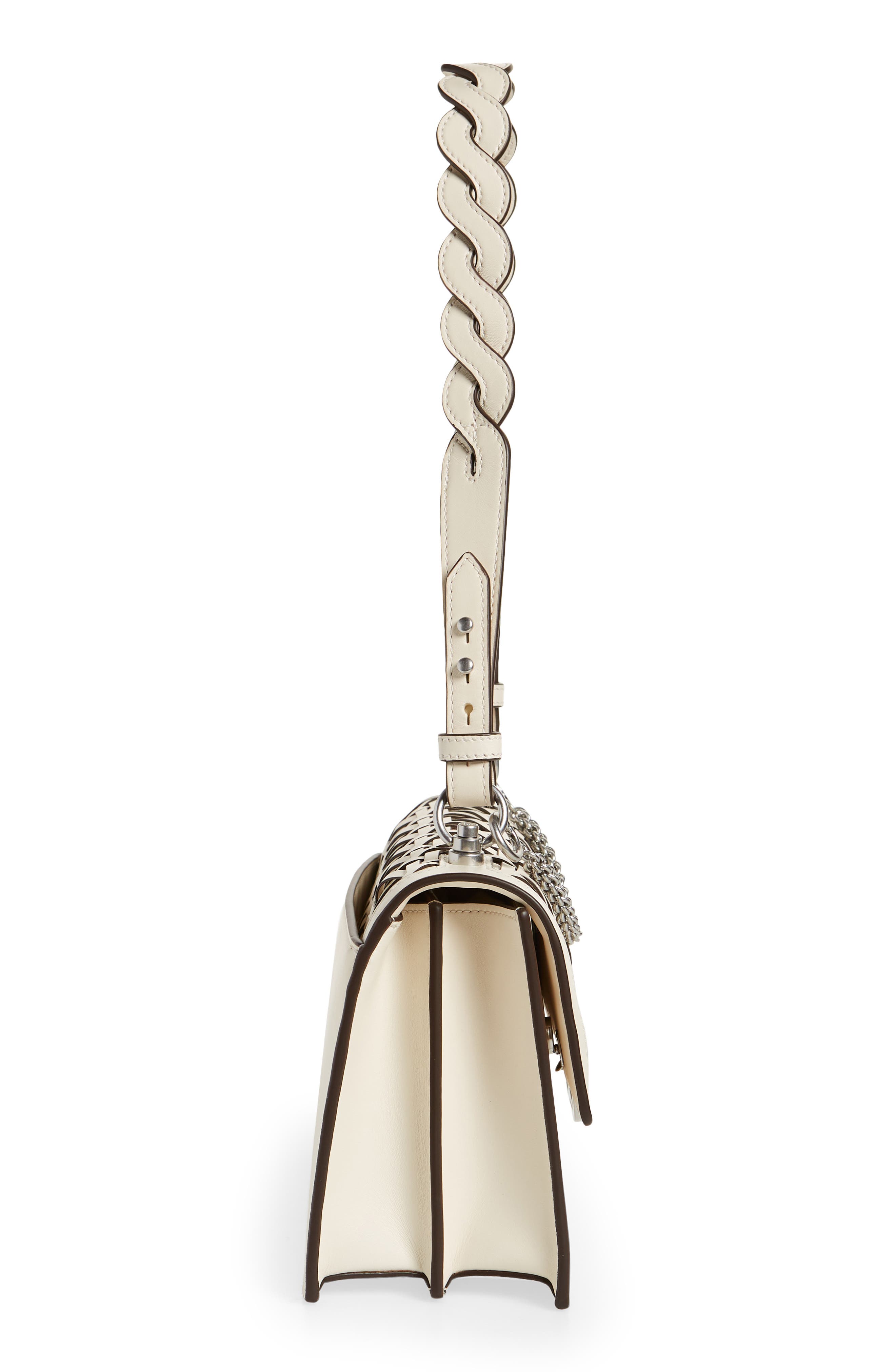 Tory Burch Miller Basket Weave Leather Shoulder Bag, Alternate, color, 