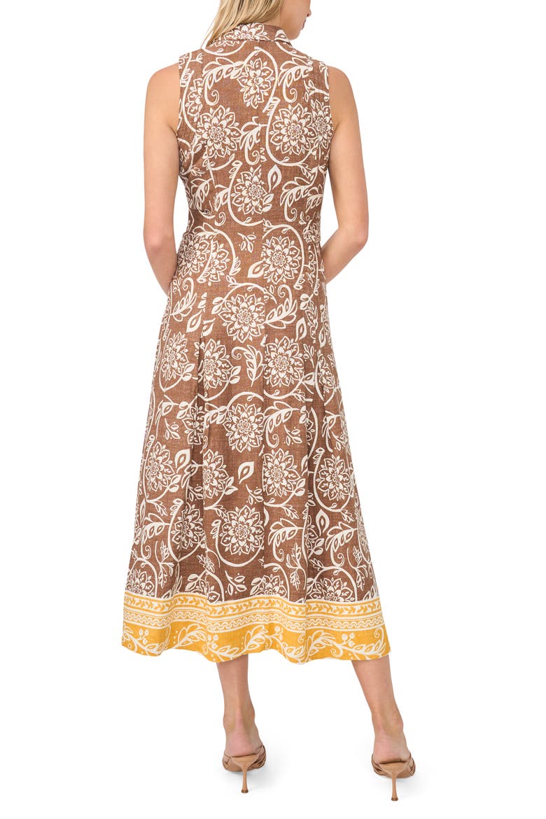 Floral Sleeveless Shirtdress, Alternate, color, CAFE