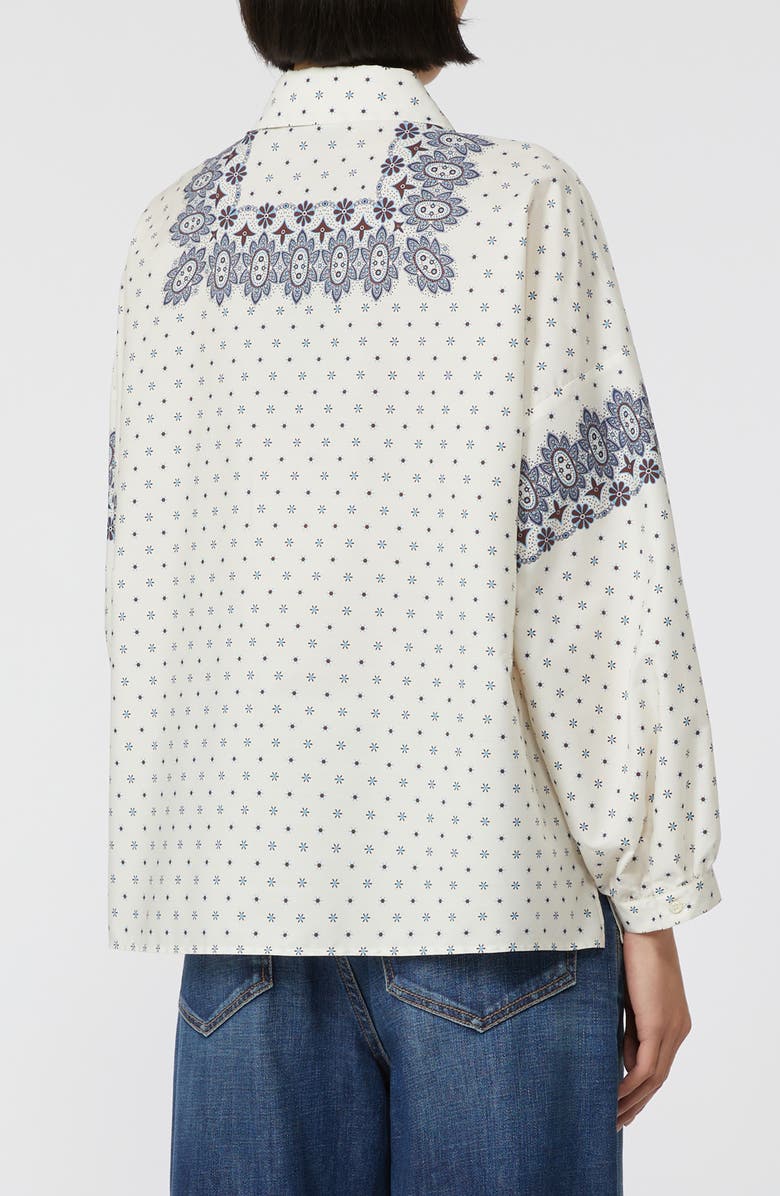 Weekend Max Mara Adda Bandana Print Cotton Button-Up Shirt, Alternate, color, Ivory
