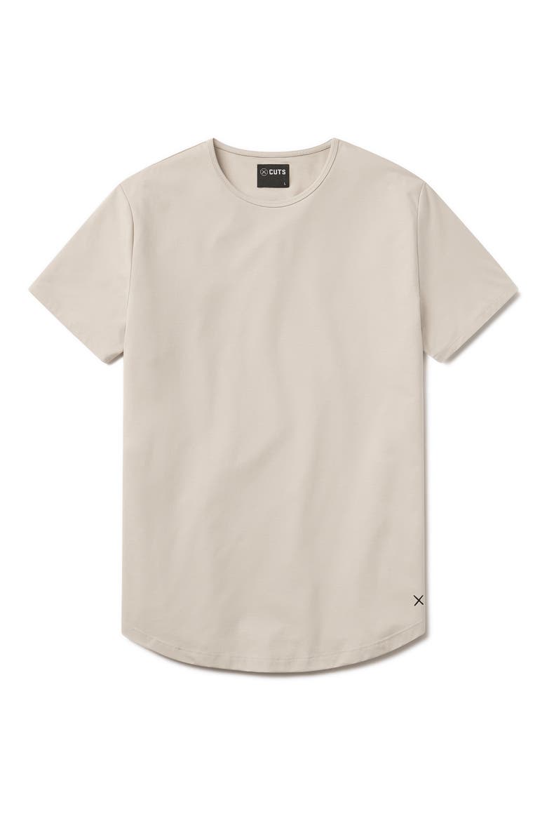 AO Curve Hem Cotton Blend T-Shirt, Alternate, color, CLAY
