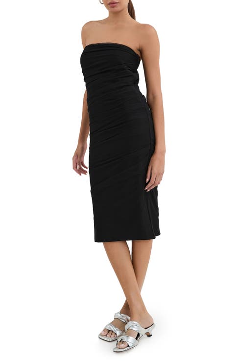 Lilah Ruched Strapless Midi Dress