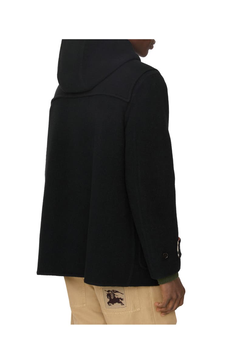 Burberry Short Wool Harrogate Duffle Coat, Alternate, color, Black