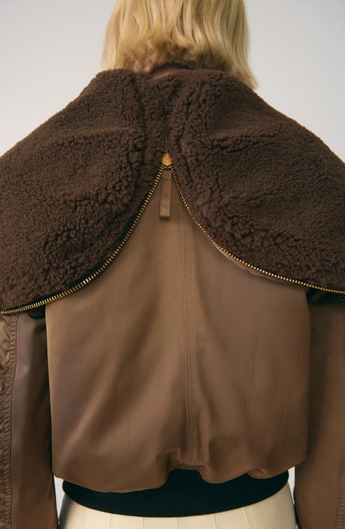 Mango Fleece Lined Bomber Jacket In Brown