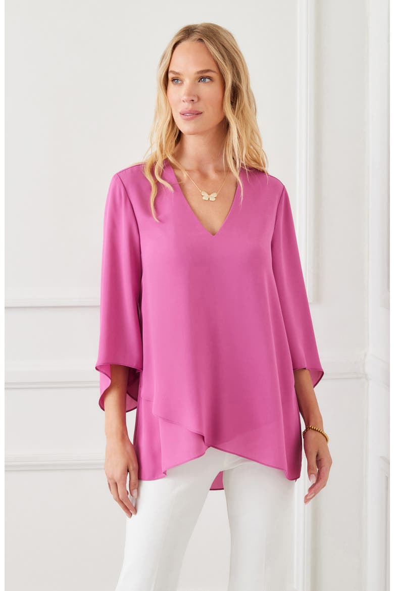 Asymmetrical Crepe Top, Alternate, color, TULIP