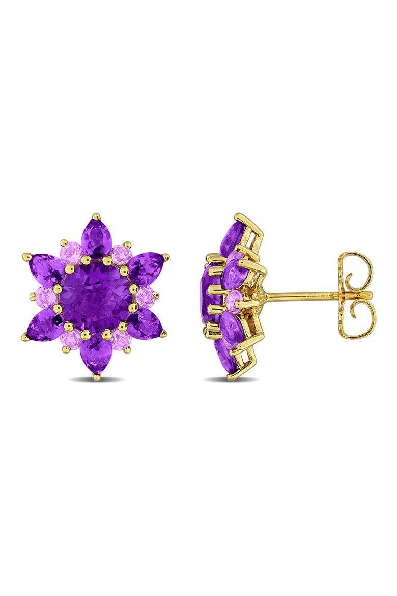 Amethyst Flower Stud Earrings, Main, color, PURPLE