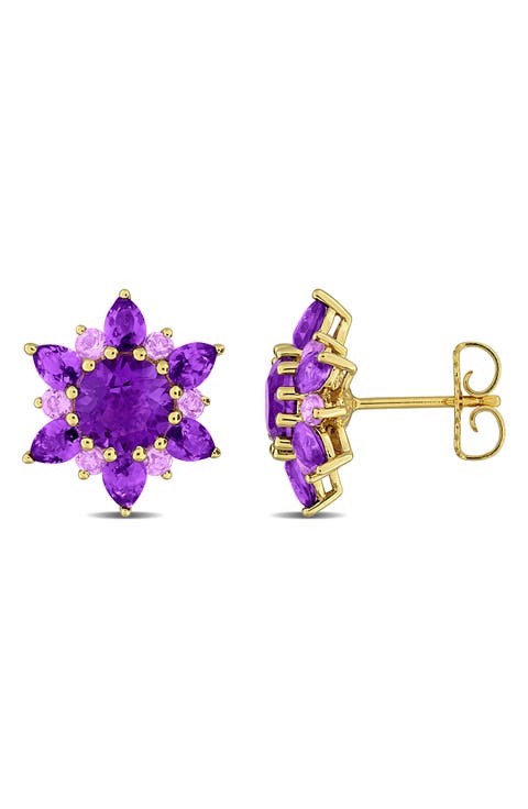 Amethyst Flower Stud Earrings