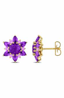 Amethyst Flower Stud Earrings