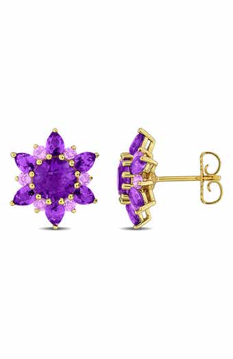 Amethyst Flower Stud Earrings