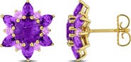 DELMAR Amethyst Flower Stud Earrings