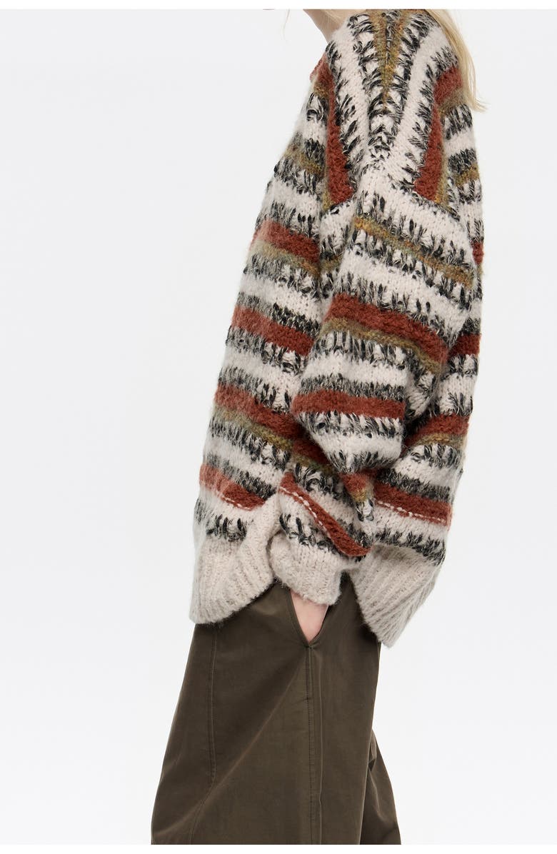 Bimba y Lola Oversize Multistripe Sweater, Alternate, color, Sand