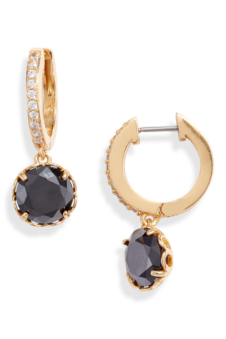 that sparkle pavé huggie hoop earrings, Main, color, JET