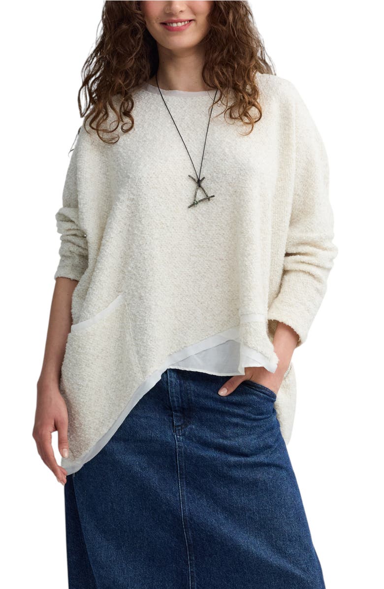 LUUKAA Dakota Textured Hemp & Cotton Blouse, Main, color, Nature