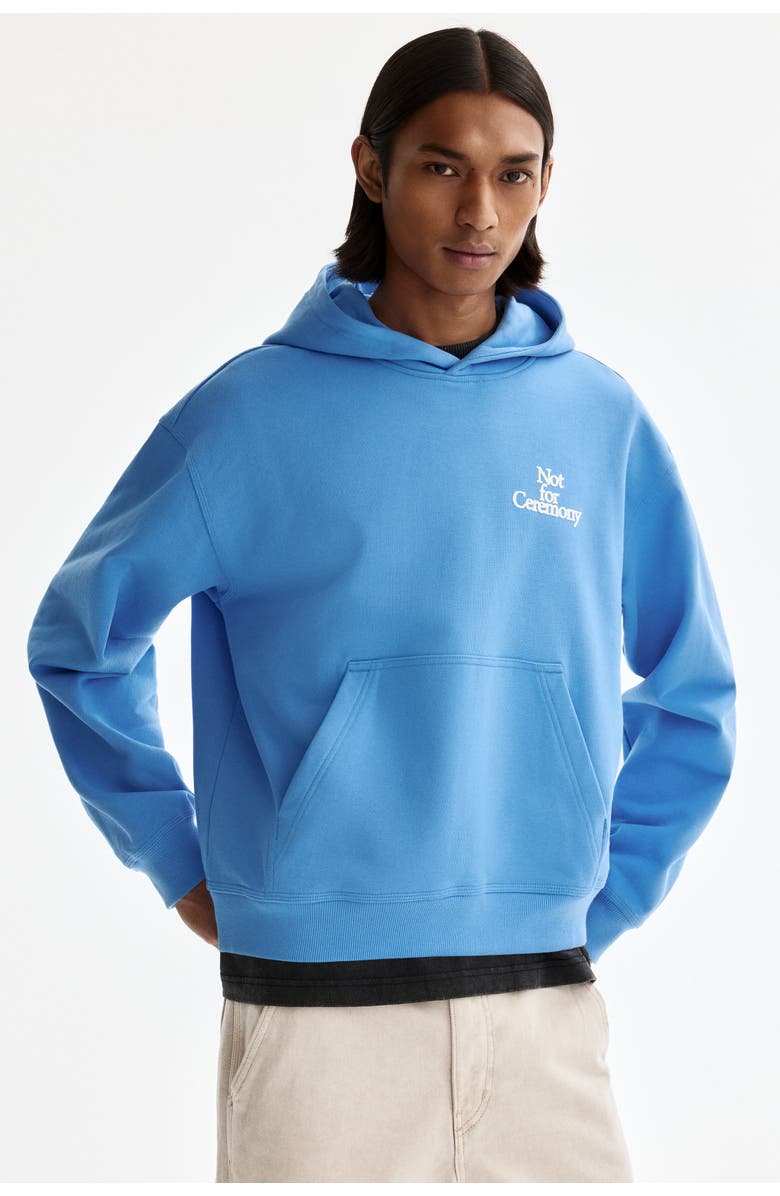 H&M Loose Fit Motif-detail Hoodie, Alternate, color, Light Blue/Not For Ceremony