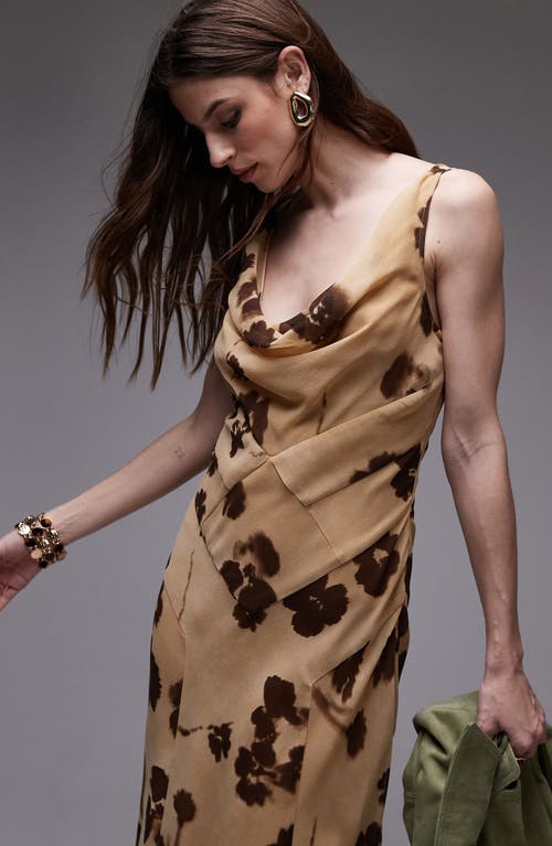 Topshop Built Up Double Layered Cowl Neck Maxi Dress In Buttermilk