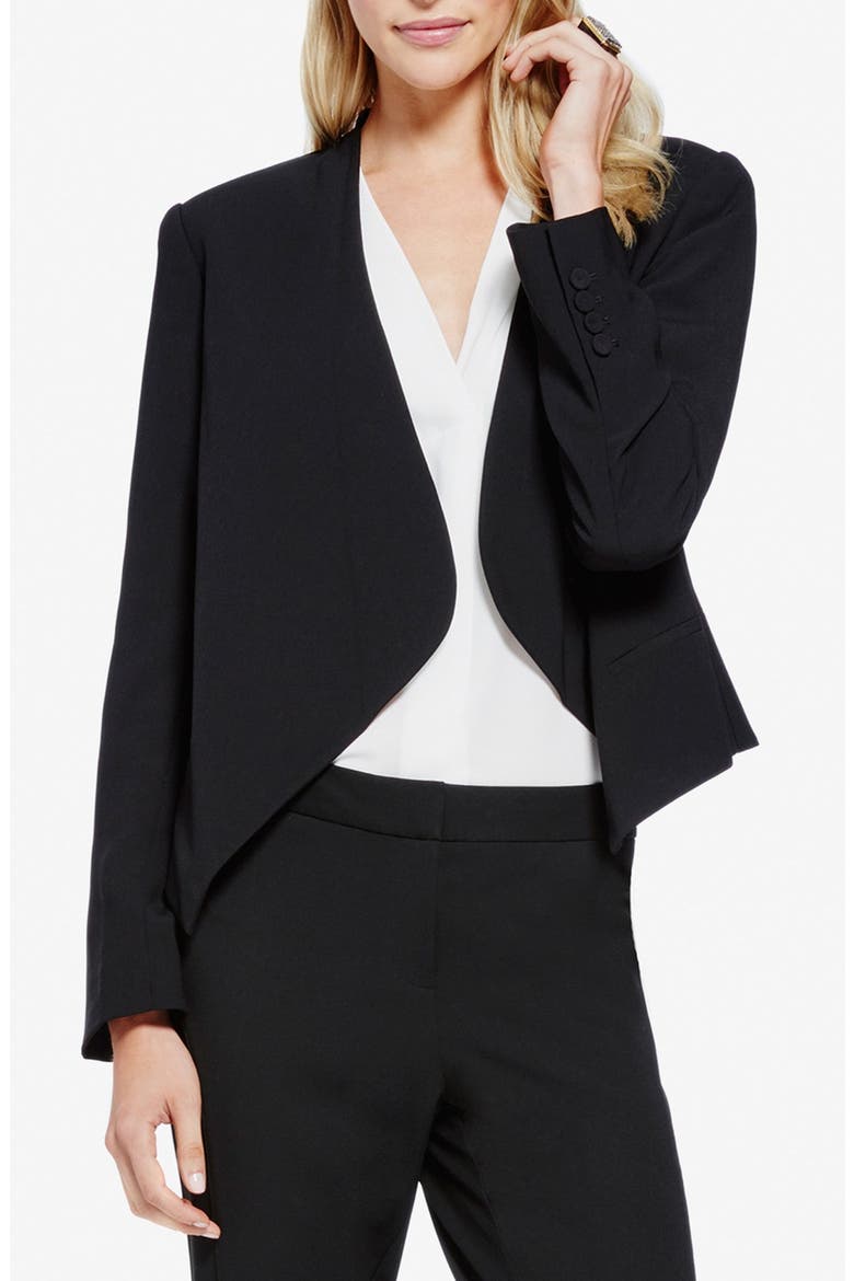 Drape Front Blazer, Main, color, RICH BLACK