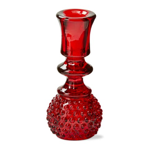 Heritage Hobnail Red Glass Taper Candle Holder Decorative