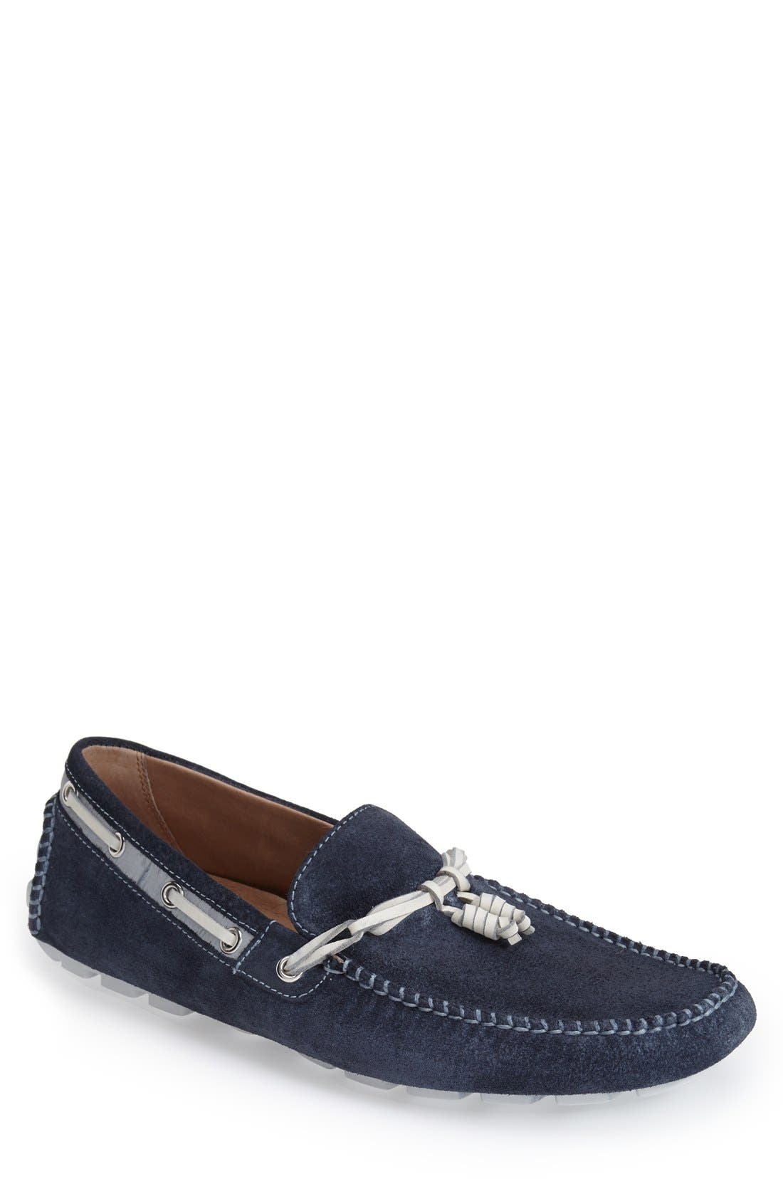 Donald J Pliner 'Denton' Tasseled Suede Loafer, Main, color, NAVY/ SILVER