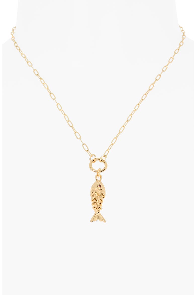 Articulated Fish Earrings & Pendant Necklace Set, Alternate, color, GOLD/ IVORY