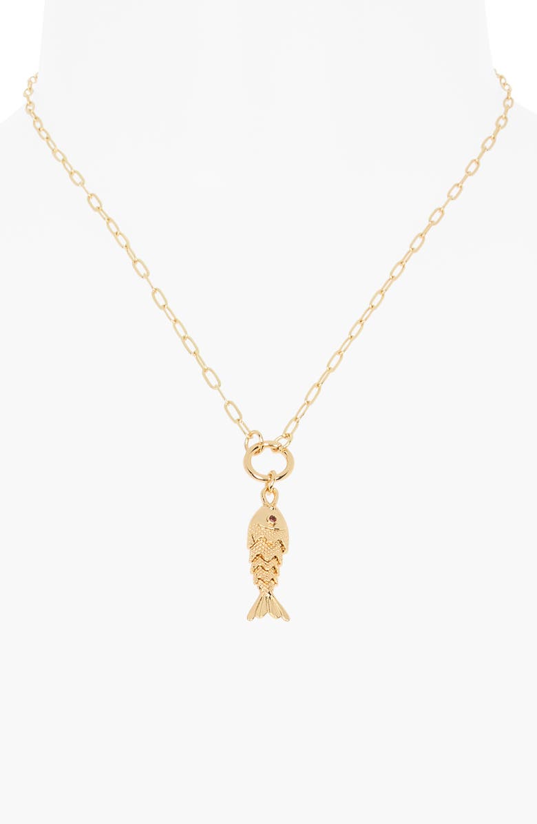 NATASHA Articulated Fish Earrings & Pendant Necklace Set, Alternate, color, Gold/ Ivory