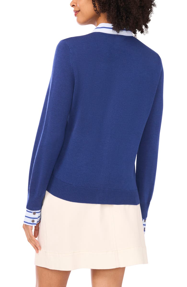 Vince Camuto Mixed Media Cardigan, Alternate, color, Navy Dusk