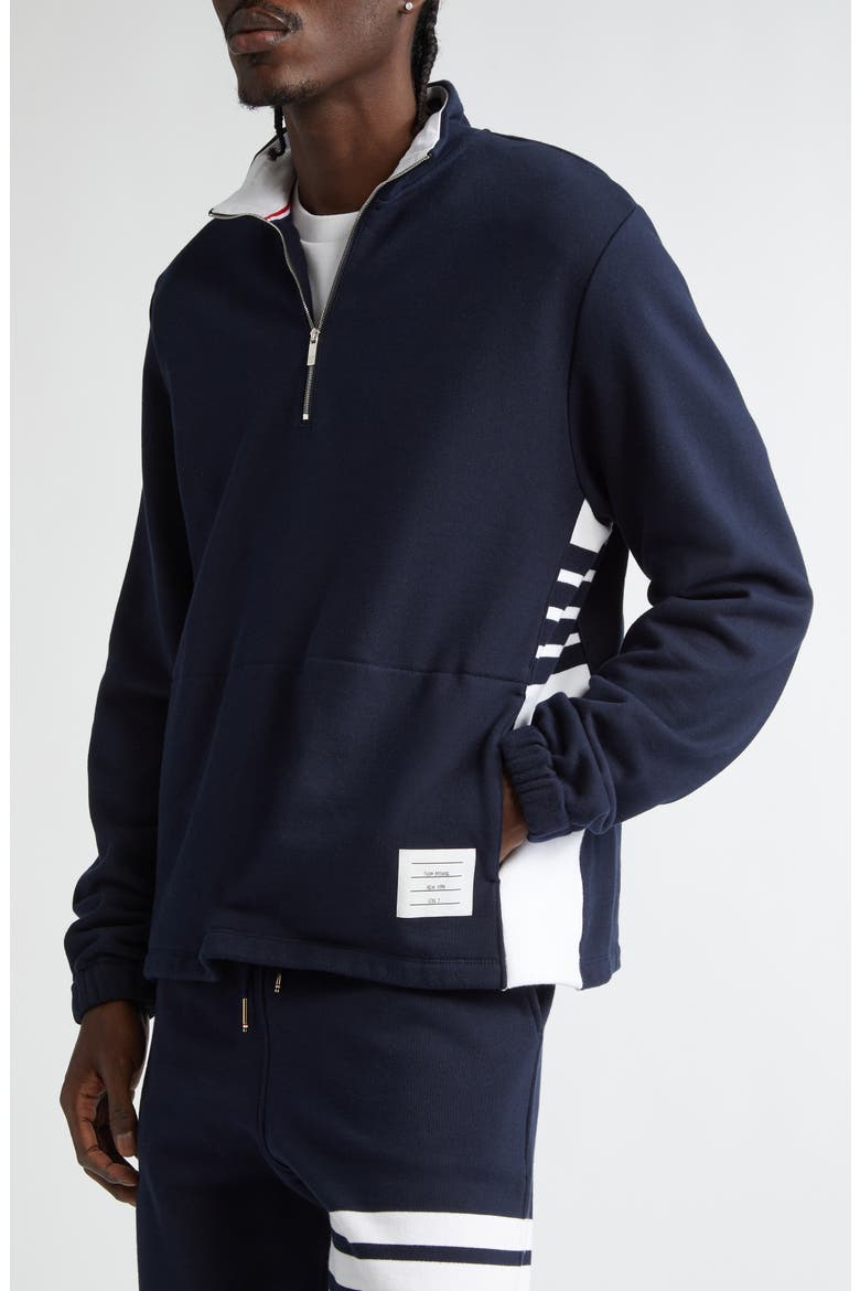 4-Bar Stripe Funnel Neck Half Zip Sweatshirt, Alternate, color, 415 NAVY