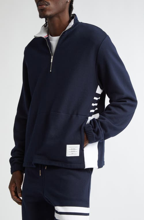Thom Browne 4-bar Stripe Funnel Neck Half Zip Sweatshirt In Navy