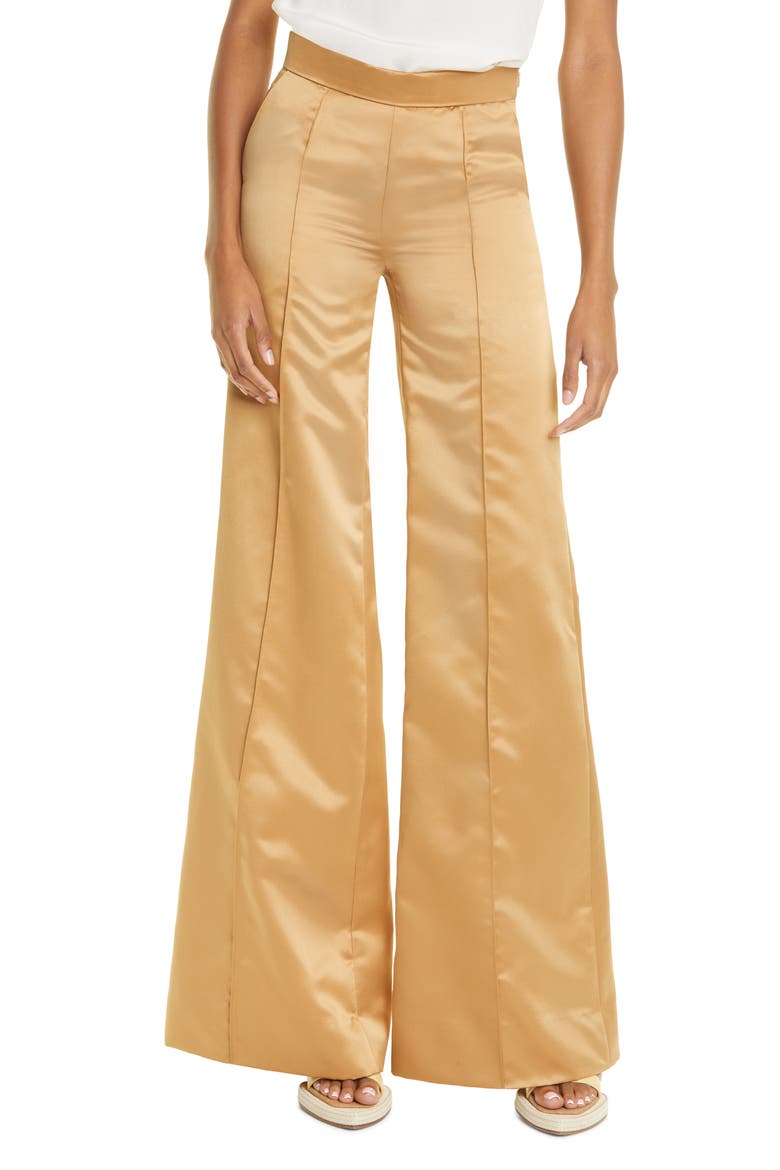 Neko Satin Flare Pants, Main, color, WHEAT