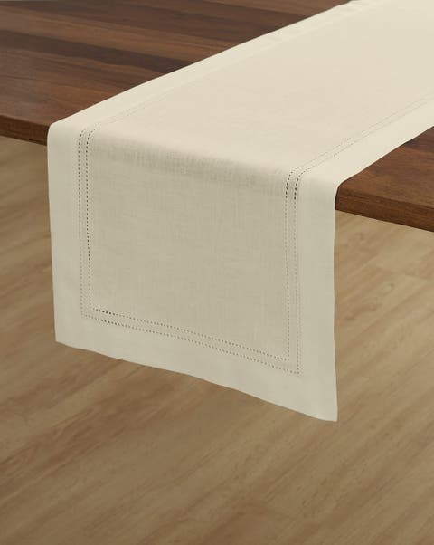 Linen Table Runner - Linen Double Hemstitch