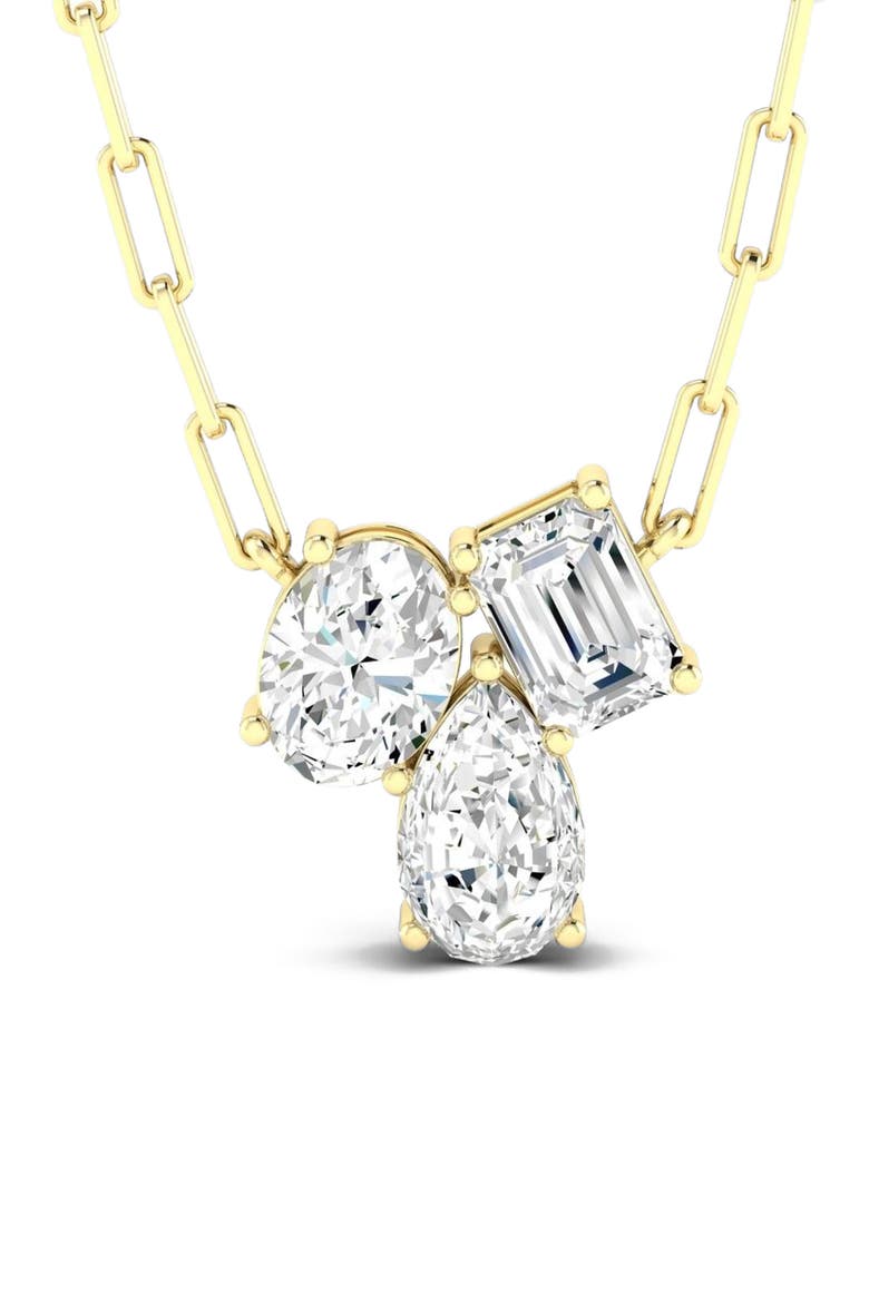 Multi Shape Cluster Lab Diamond Necklace in 14K, Main, color, Yellow Gold
