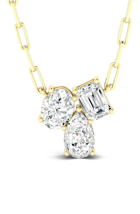 Multi Shape Cluster Lab Diamond Necklace in 14K