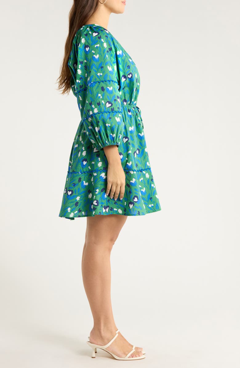 SUGARLIPS Laury Floral Print Minidress, Alternate, color, Kelly-Multi