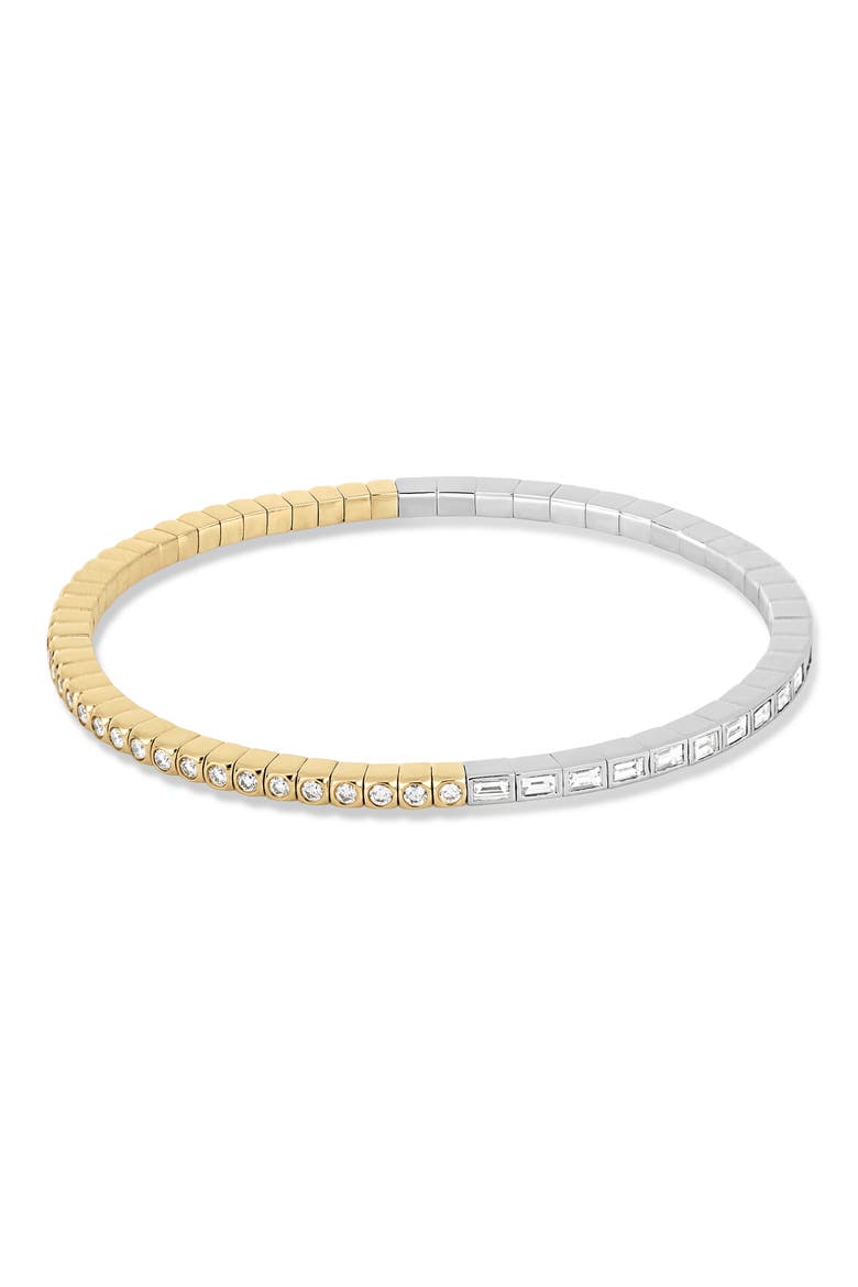 18K Gold Gatsby Diamond 2-Tone Stretch Bracelet (Online Trunk Show), Alternate, color, 18K WHITE GOLD/ YELLOW GOLD