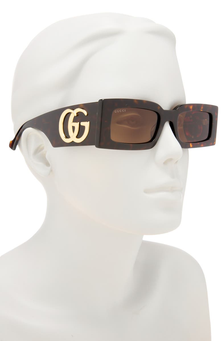 Gucci 53mm Rectangular Sunglasses, Alternate, color, Havana Havana Brown