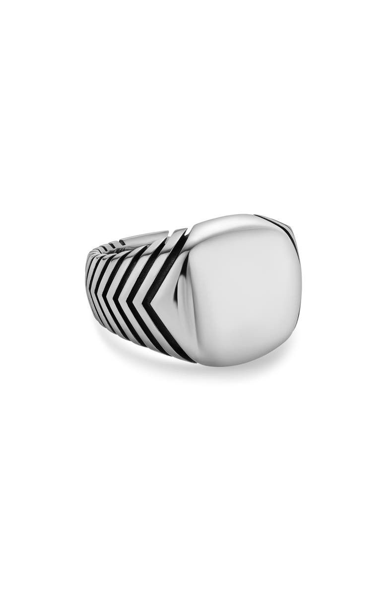David Yurman Chevron Signet Ring in Sterling Silver, Main, color, Silver