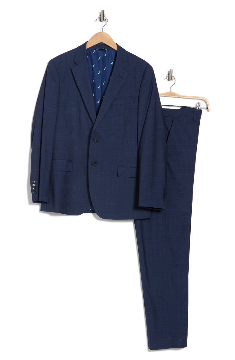 Nautica Nacy Plaid Mélange Suit, Alternate, color, Blue Plaid