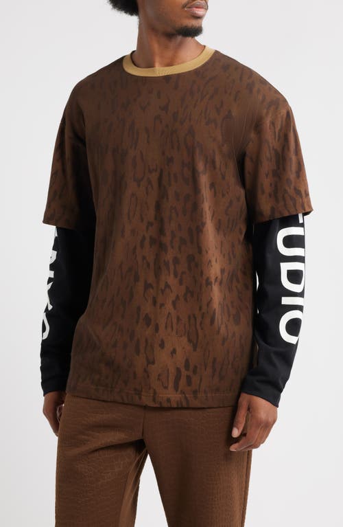 Santo Studio Preda Layered Look T-shirt In Brown