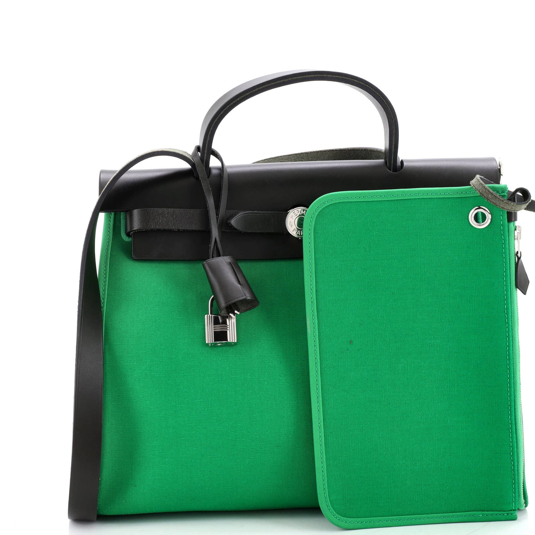 Herbag Zip Leather and Toile 31, Alternate, color, Green