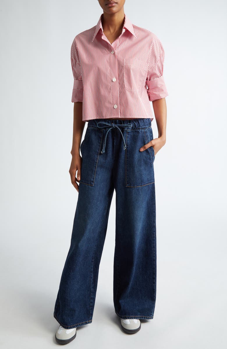 TWP Drawstring Denim Wide Leg Pants, Alternate, color, 